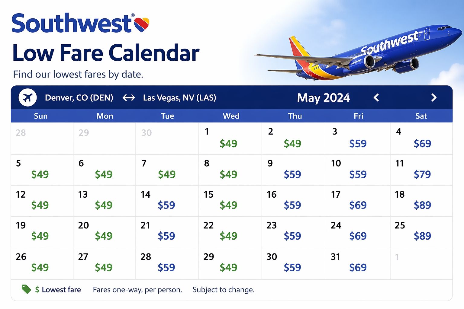 Southwest Low Fare Calendar +1-833-641-1988