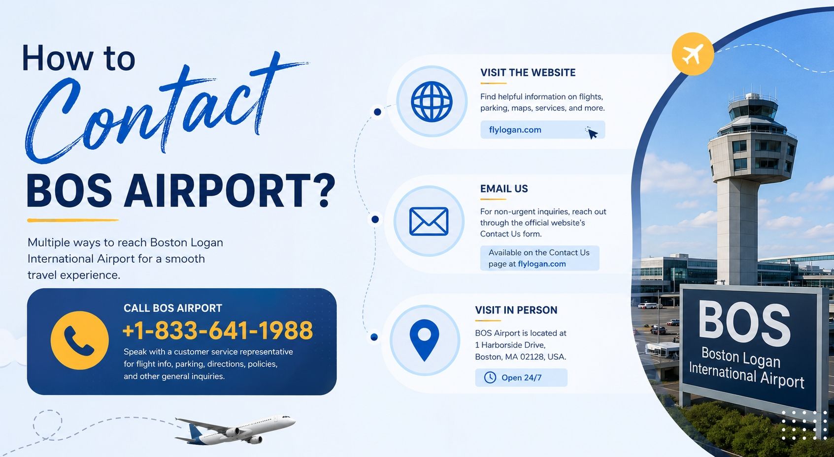 How to Contact BOS Airport? +1-833-641-1988