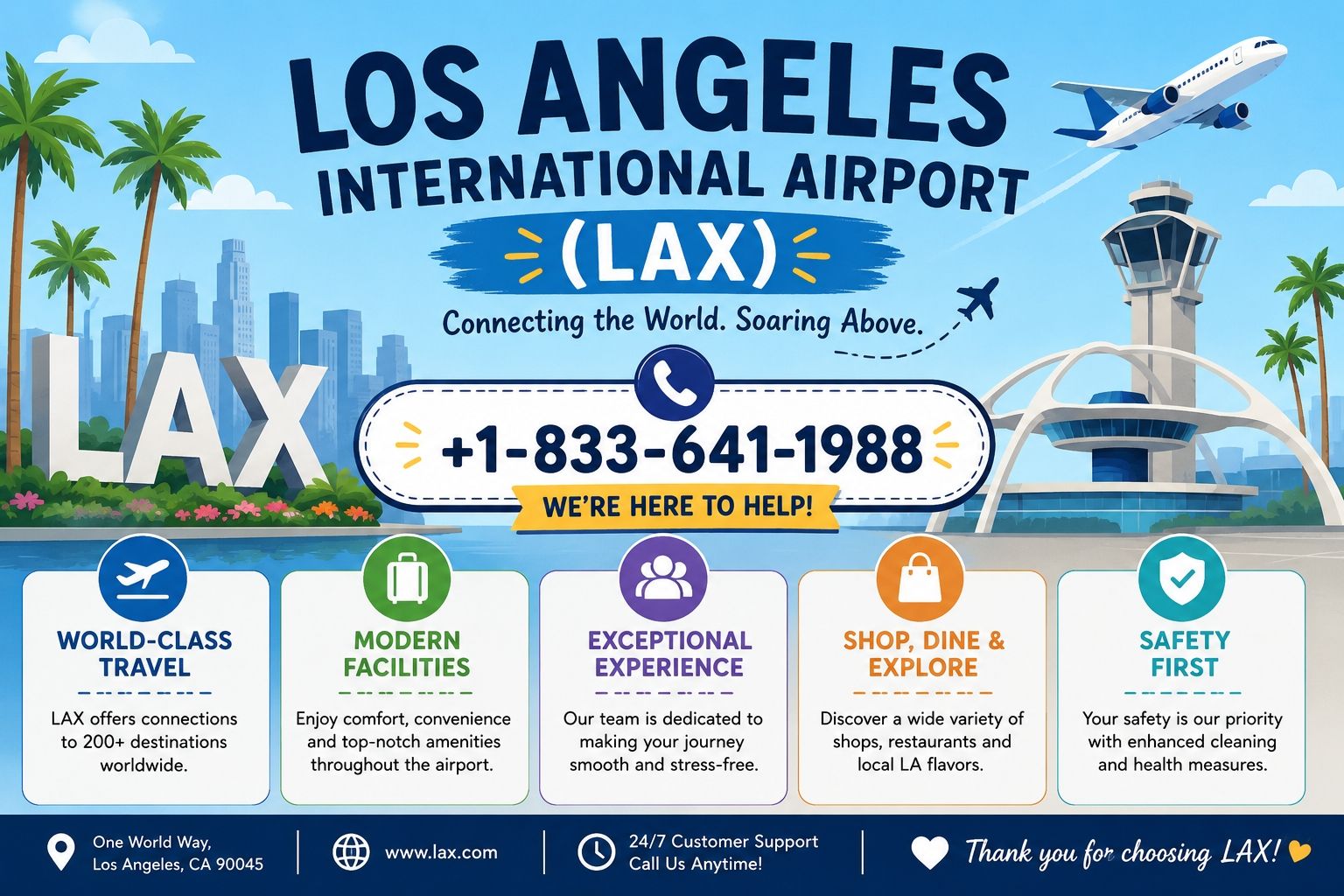 Los Angeles International Airport (LAX) +1-833-641-1988