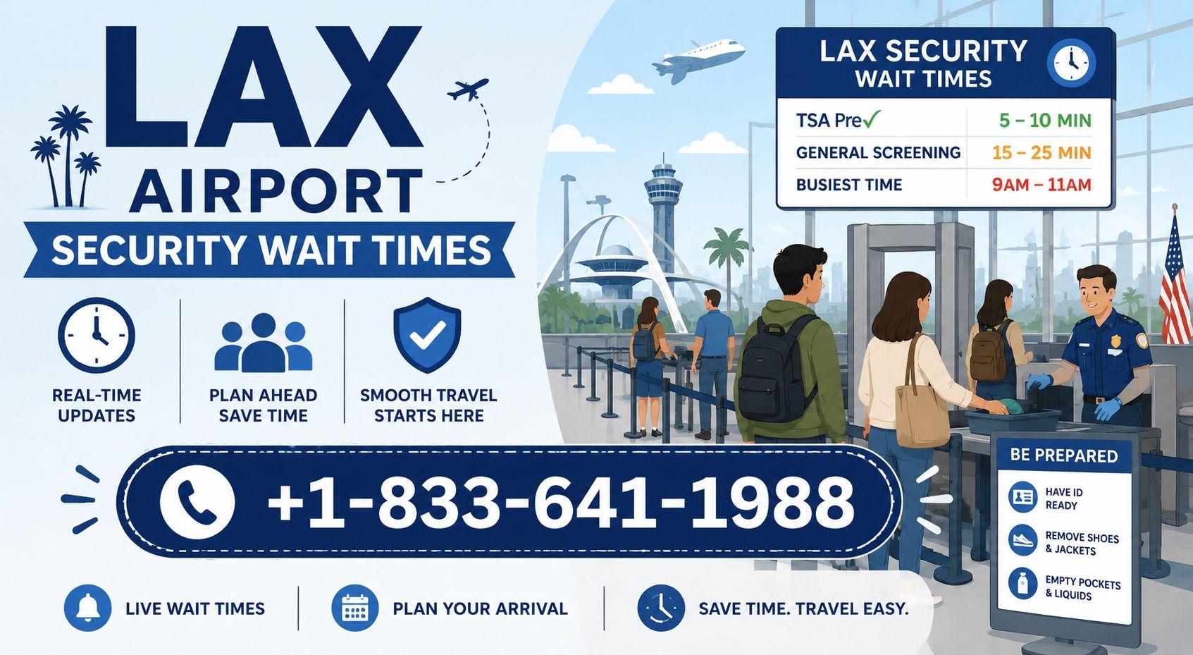 LAX Airport Security Wait Times +1-833-641-1988
