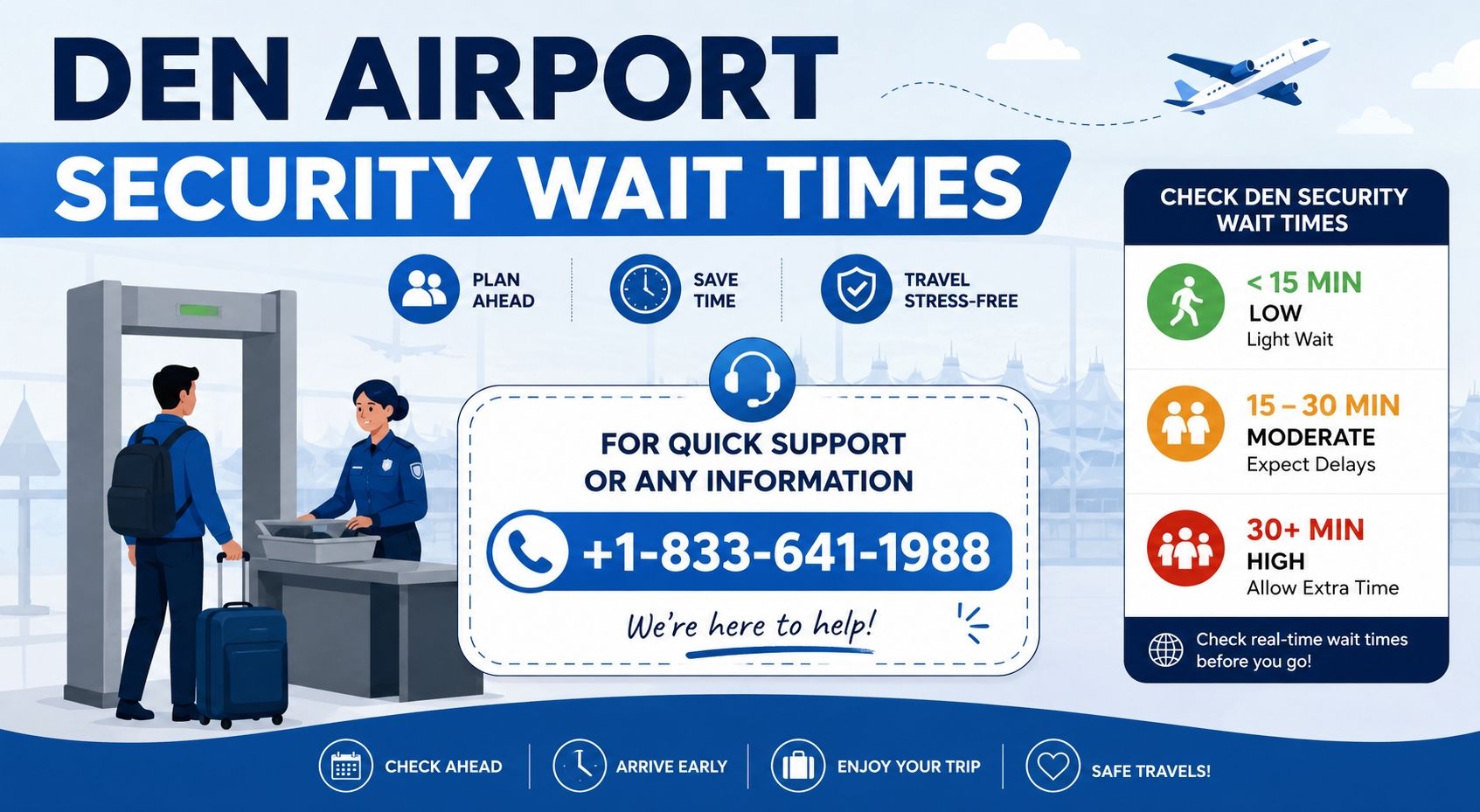 DEN Airport Security Wait Times +1-833-641-1988